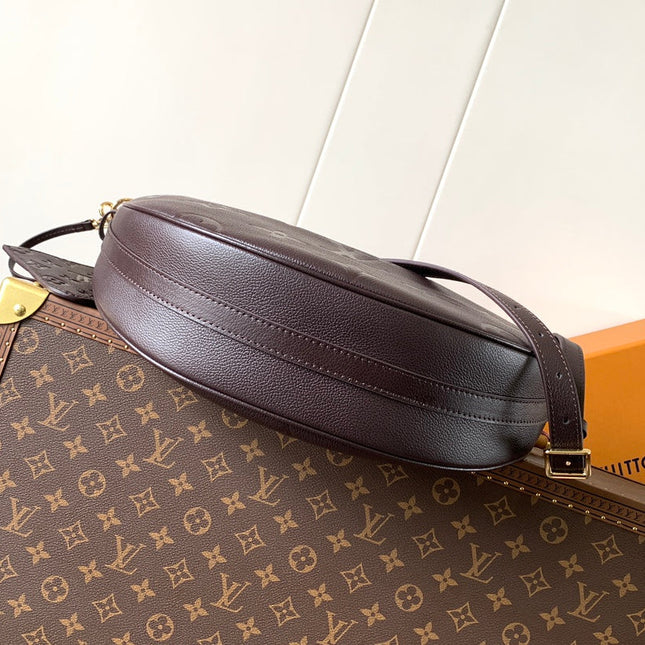 LOOP HOBO 38 IN DARK BROWN MONOGRAM CALFSKIN EMBOSSED LOGO