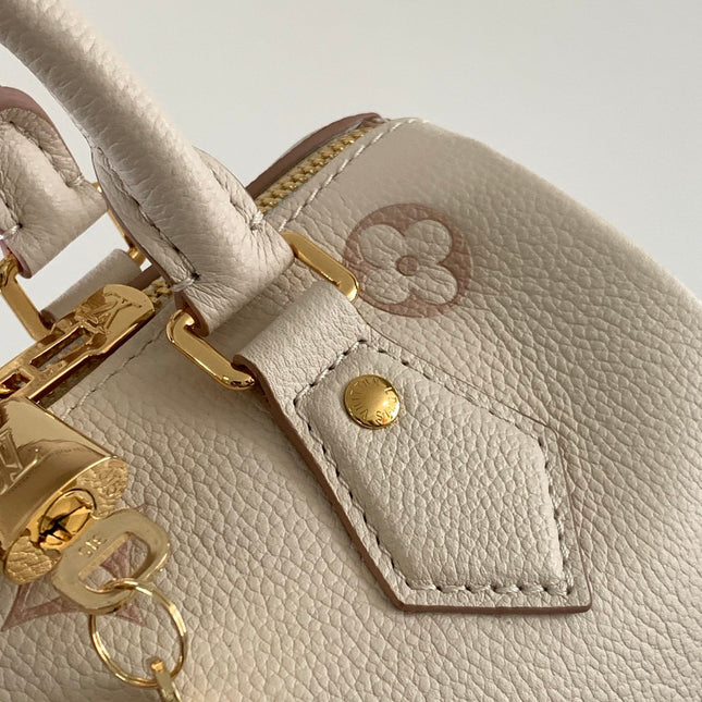 SPEEDY BANDOULIÈRE 21 IN WHITE AND PINK MONOGRAM CANVAS