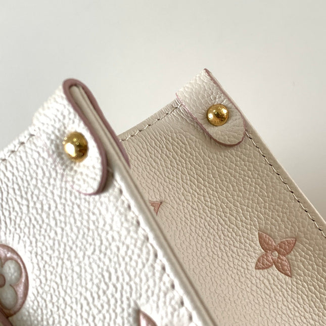 ONTHEGO 25 IN WHITE AND PINK MONOGRAM CALFSKIN