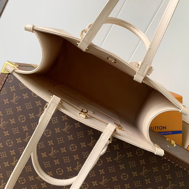 ONTHEGO 35 IN LIGHT BEIGE MONOGRAM CALFSKIN