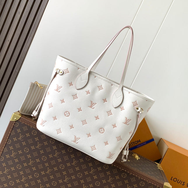 NEVERFULL MM TOTE BAG 32 IN WHITE MIX PINK CALFSKIN