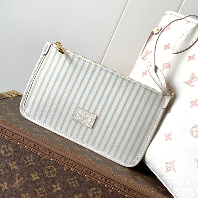 NEVERFULL MM TOTE BAG 32 IN WHITE MIX PINK CALFSKIN