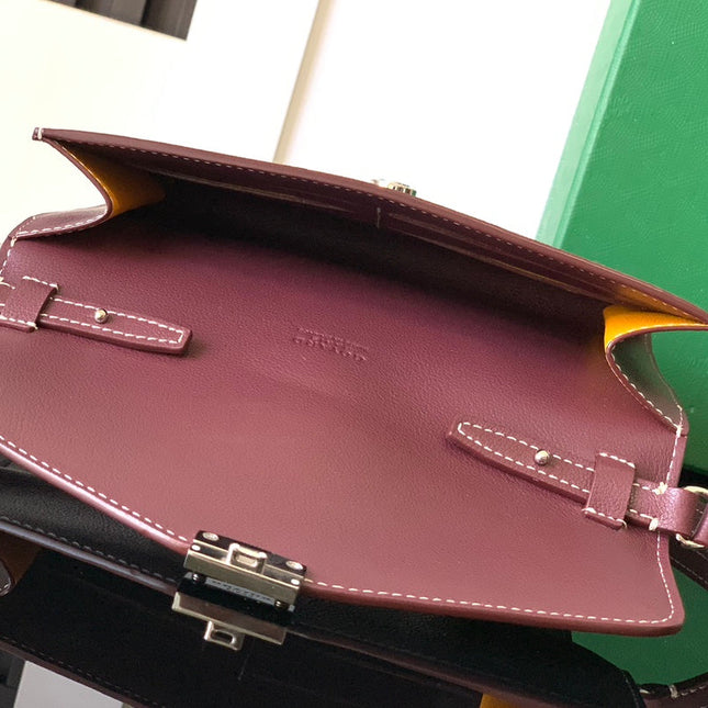 CHYPRE WALLET-POUCH 21 IN WINE RED GOYARDINE CANVAS AND CALFSKIN