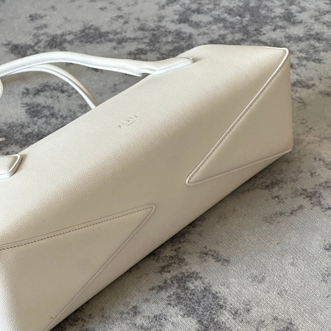 LE TECKEL MEDIUM BAG 32 IN WHITE GOATSKIN