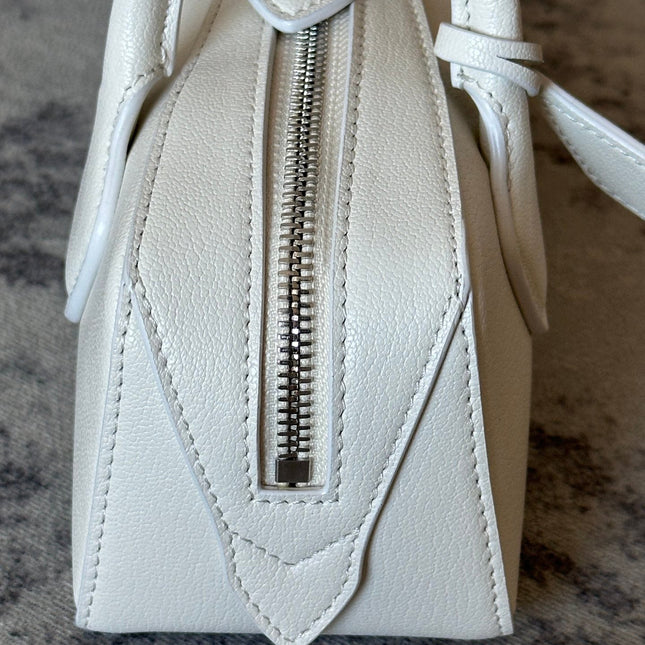 LE TECKEL SMALL BAG 27 IN WHITE GOATSKIN