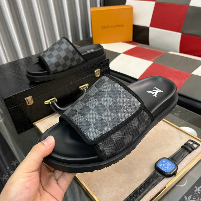 MIAMI MULE IN BLACK DAMIER JACQUARD