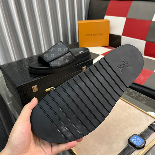 WATERFRONT MULE IN BLACK MONOGRAM RUBBER