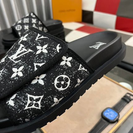 MIAMI MULE IN BLACK MIX WHITE MONOGRAM JACQUARD