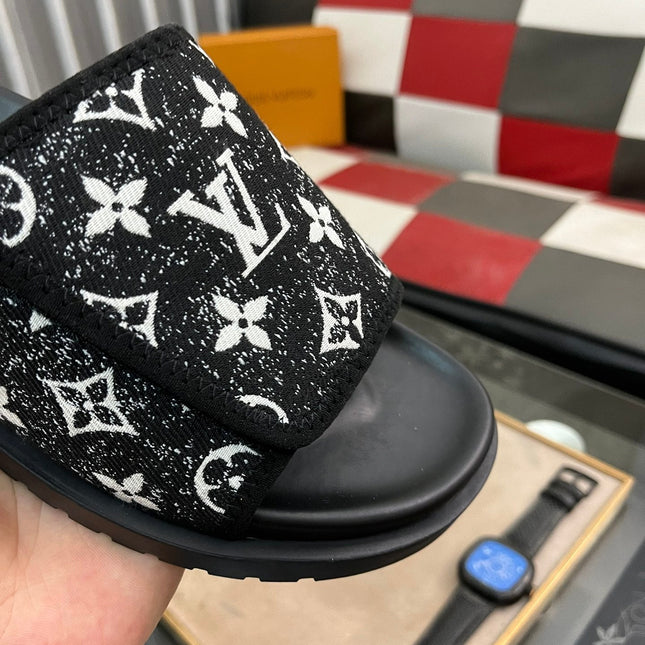 MIAMI MULE IN BLACK MIX WHITE MONOGRAM JACQUARD
