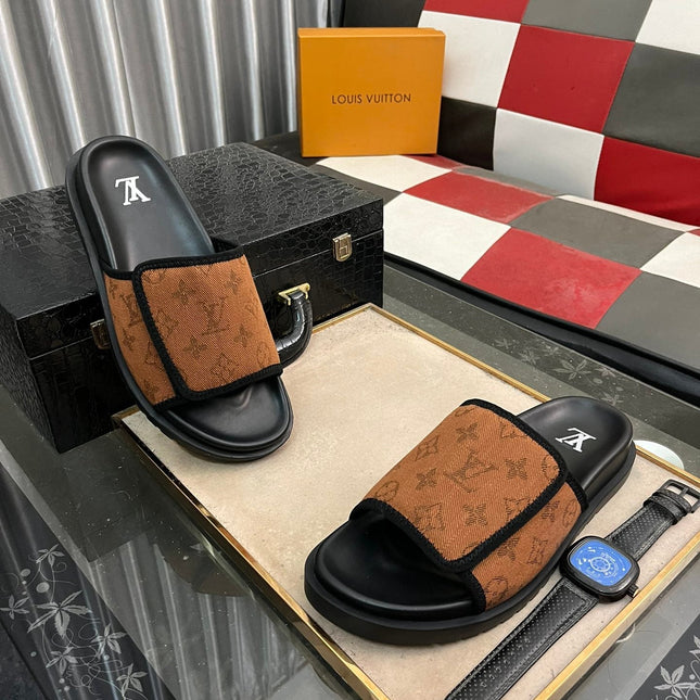 MIAMI MULE IN RUSSET BROWN MONOGRAM JACQUARD
