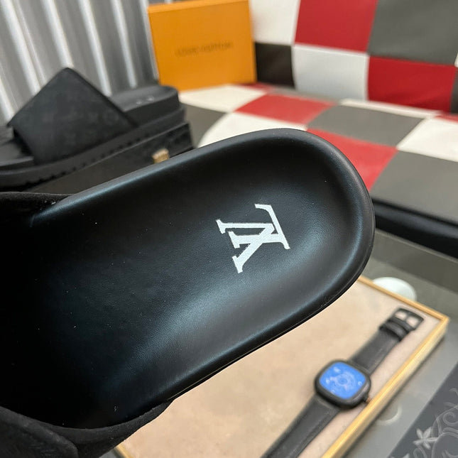 MIAMI MULE IN BLACK MONOGRAM JACQUARD