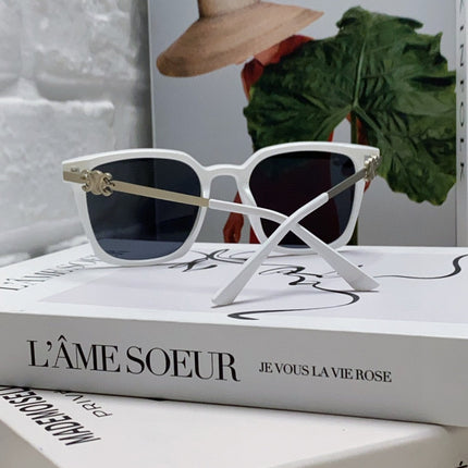 TRIOMPHE SUNGLASS 497817 IN WHITE METAL BLACK LENSES