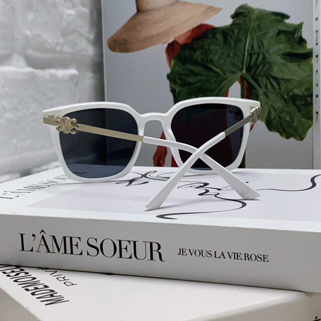 TRIOMPHE SUNGLASS 497817 IN WHITE METAL BLACK LENSES