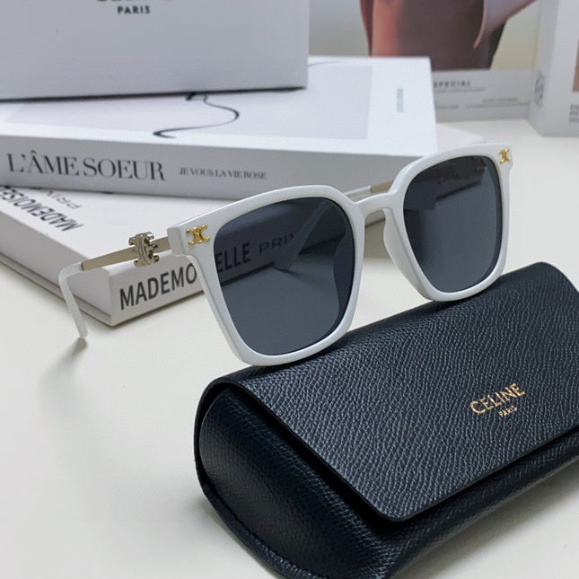 TRIOMPHE SUNGLASS 497817 IN WHITE METAL BLACK LENSES