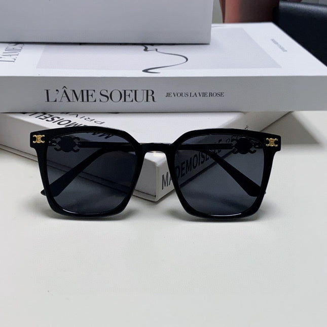 TRIOMPHE SUNGLASS 497820 IN GOLD METAL BLACK LENSES