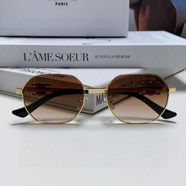 TRIOMPHE SUNGLASS 497822 IN GOLD METAL BROWN SMOKE LENSES