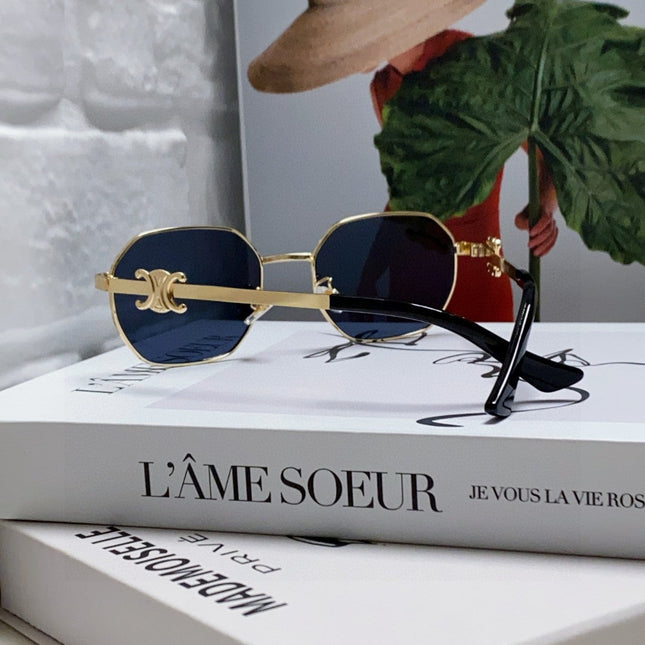 TRIOMPHE SUNGLASS 497823 IN GOLD METAL BLACK LENSES