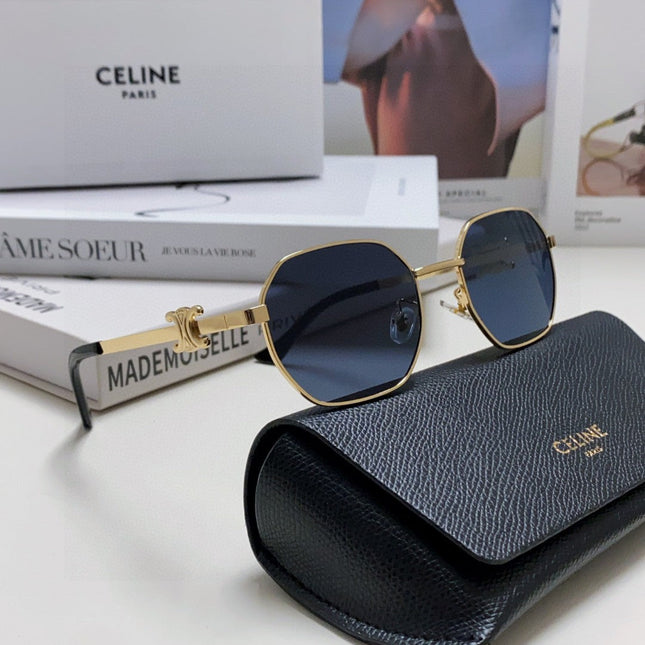 TRIOMPHE SUNGLASS 497823 IN GOLD METAL BLACK LENSES