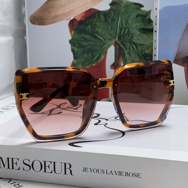 TRIOMPHE SUNGLASS 497830 IN HAVANA ACETATE EMBOSSED LOGO