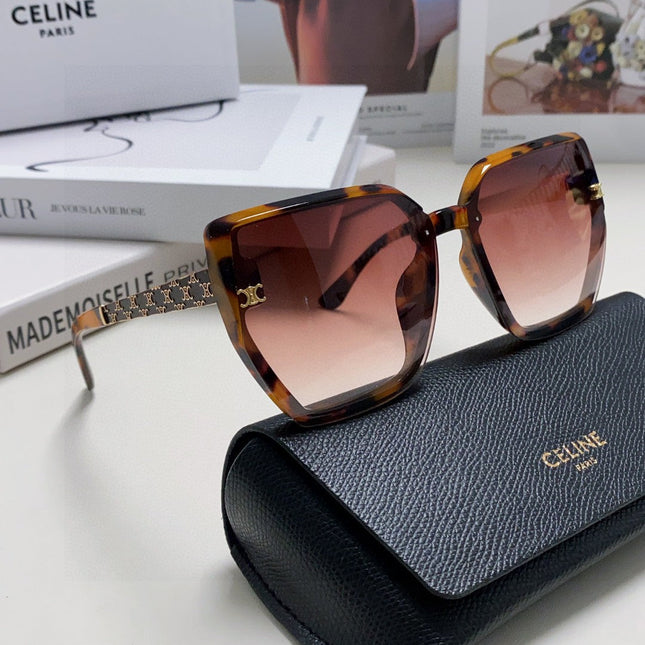 TRIOMPHE SUNGLASS 497830 IN HAVANA ACETATE EMBOSSED LOGO