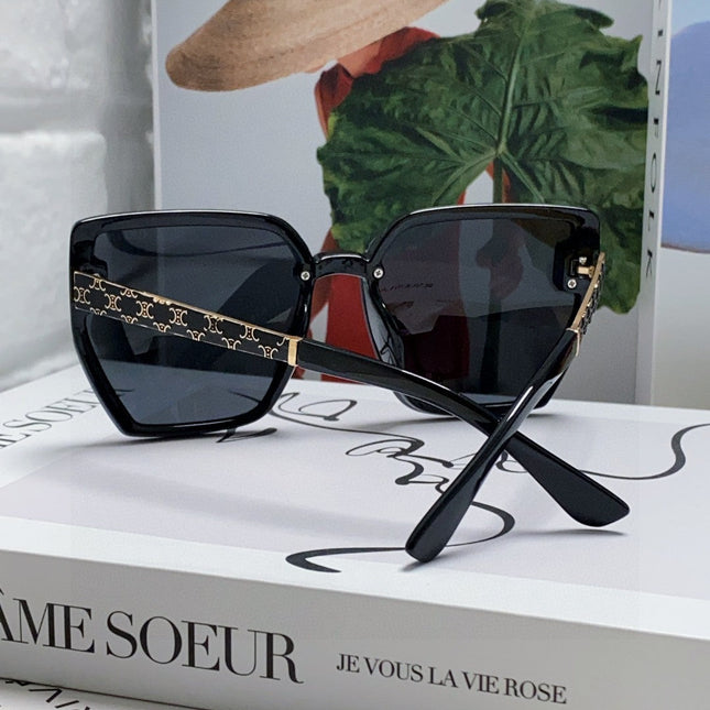 TRIOMPHE SUNGLASS 497831 IN BLACK ACETATE EMBOSSED LOGO