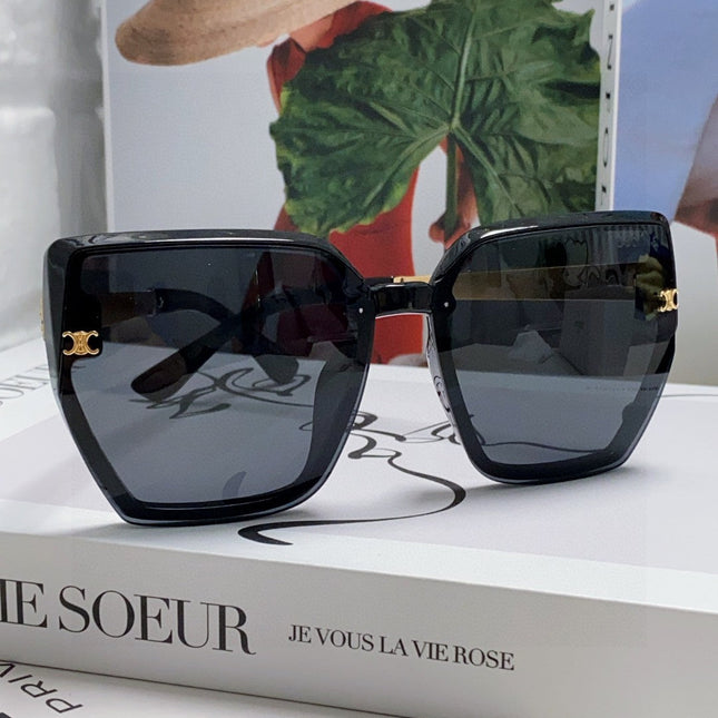 TRIOMPHE SUNGLASS 497831 IN BLACK ACETATE EMBOSSED LOGO