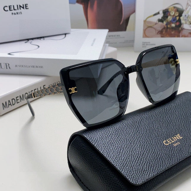 TRIOMPHE SUNGLASS 497831 IN BLACK ACETATE EMBOSSED LOGO