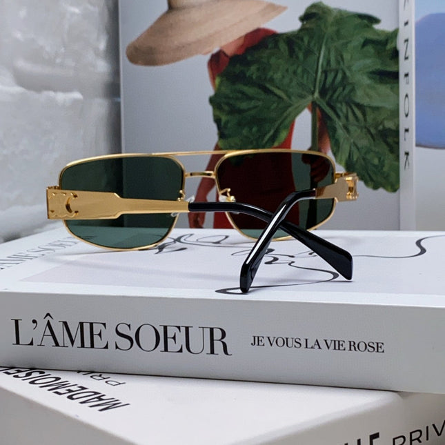 TRIOMPHE SUNGLASS 512997 IN GOLD METAL BLUE LENSES