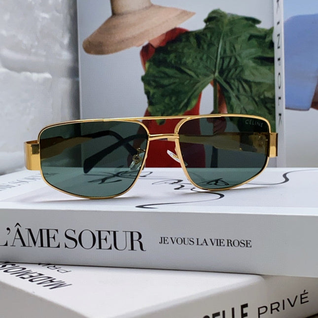TRIOMPHE SUNGLASS 512997 IN GOLD METAL BLUE LENSES