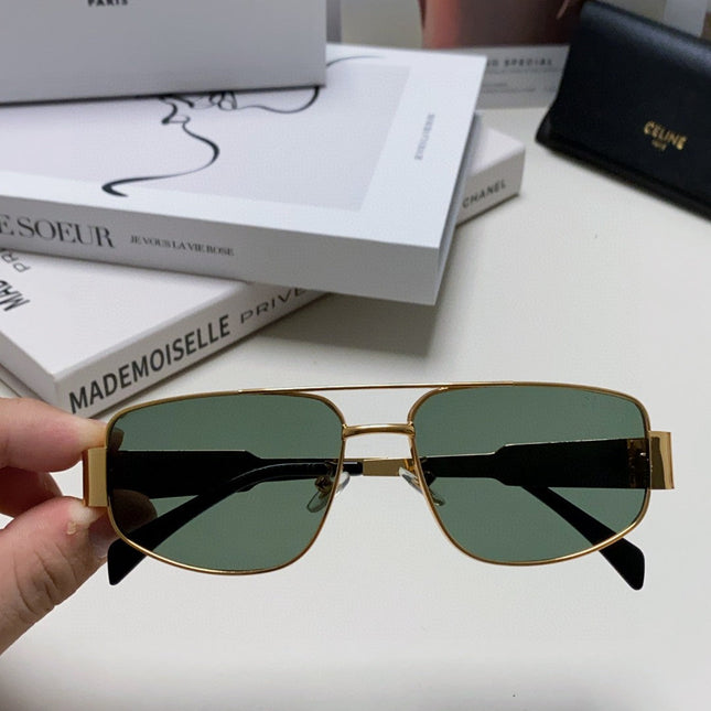TRIOMPHE SUNGLASS 512997 IN GOLD METAL BLUE LENSES