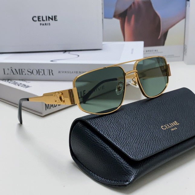 TRIOMPHE SUNGLASS 512997 IN GOLD METAL BLUE LENSES