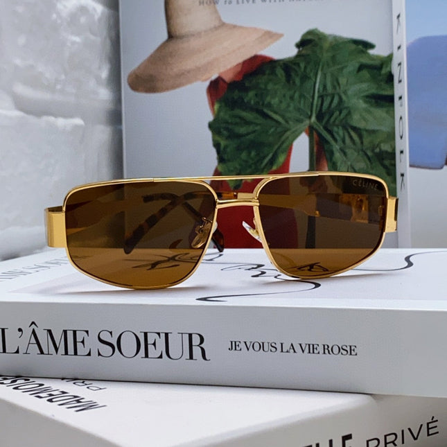 TRIOMPHE SUNGLASS 512998 IN GOLD METAL BROWN LENSES