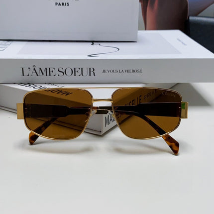 TRIOMPHE SUNGLASS 512998 IN GOLD METAL BROWN LENSES