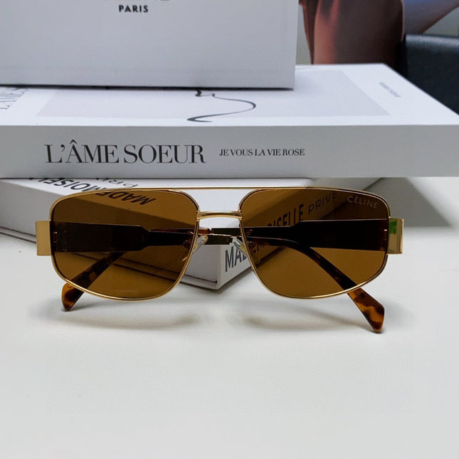 TRIOMPHE SUNGLASS 512998 IN GOLD METAL BROWN LENSES