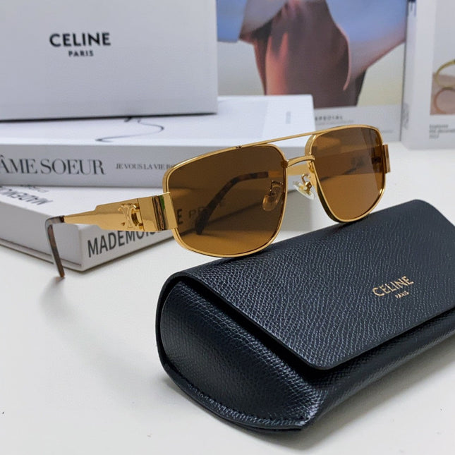 TRIOMPHE SUNGLASS 512998 IN GOLD METAL BROWN LENSES