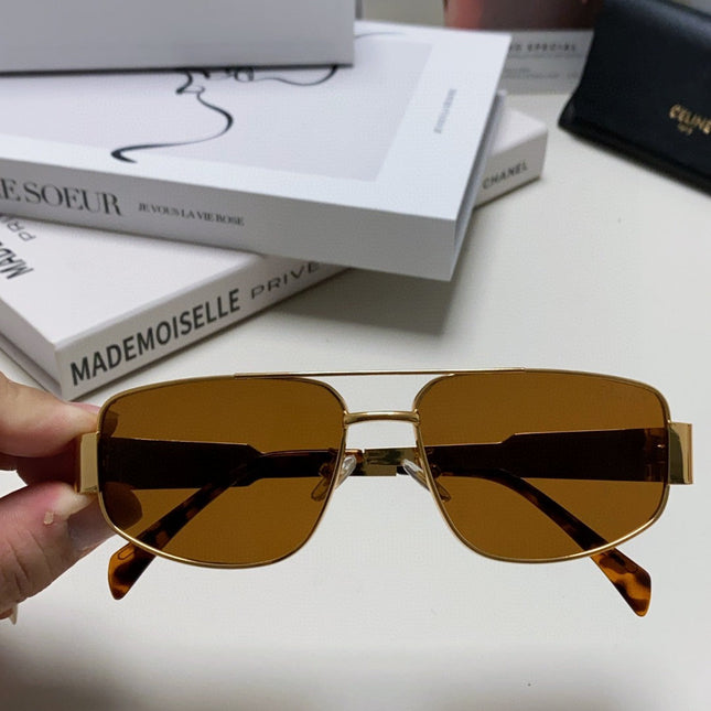 TRIOMPHE SUNGLASS 512998 IN GOLD METAL BROWN LENSES