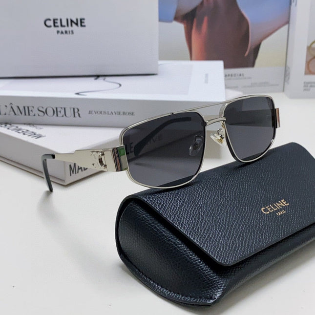 TRIOMPHE SUNGLASS 512999 IN SILVER METAL BLACK LENSES