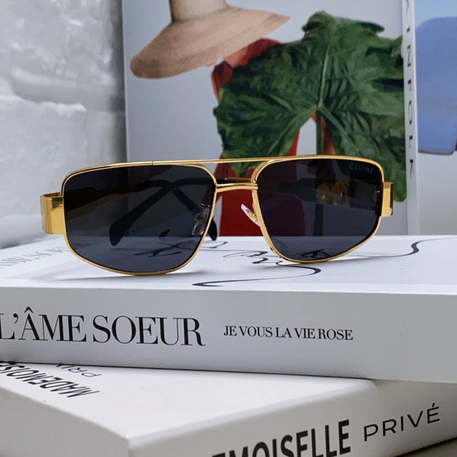 TRIOMPHE SUNGLASS 513000 IN GOLD METAL BLACK LENSES