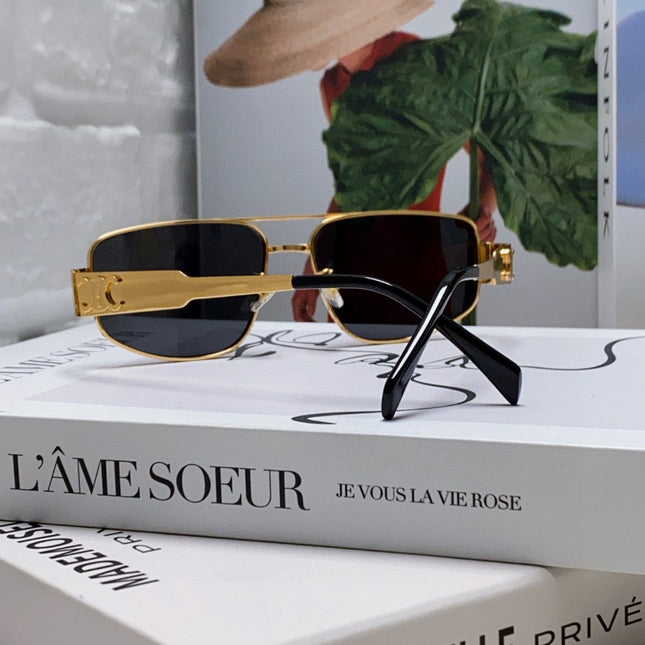 TRIOMPHE SUNGLASS 513000 IN GOLD METAL BLACK LENSES