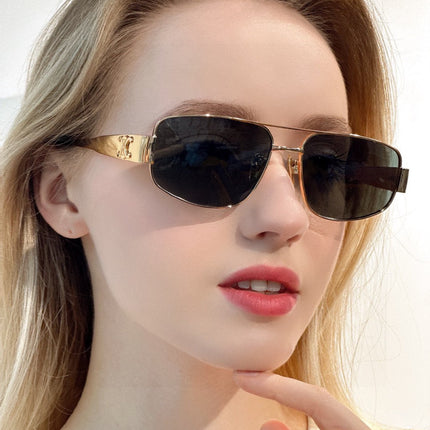 TRIOMPHE SUNGLASS 513000 IN GOLD METAL BLACK LENSES
