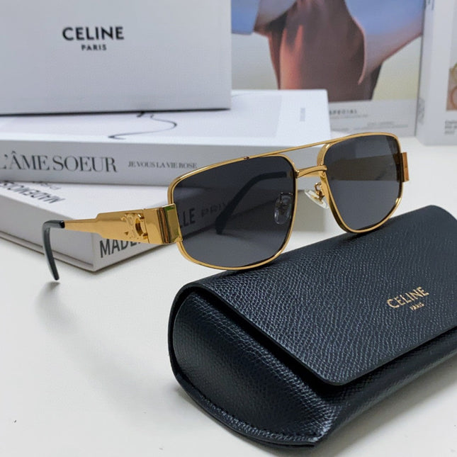TRIOMPHE SUNGLASS 513000 IN GOLD METAL BLACK LENSES