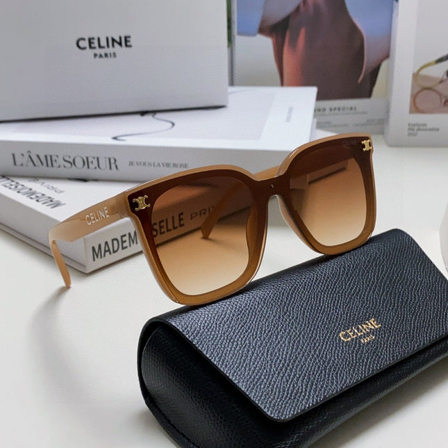 TRIOMPHE SUNGLASSES 552774 IN CARAMEL ACETATE TEXT LOGO