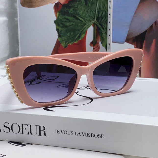 CAT EYE SUNGLASSES 632698 IN PINK ACETATE EMBOSSED PEARL