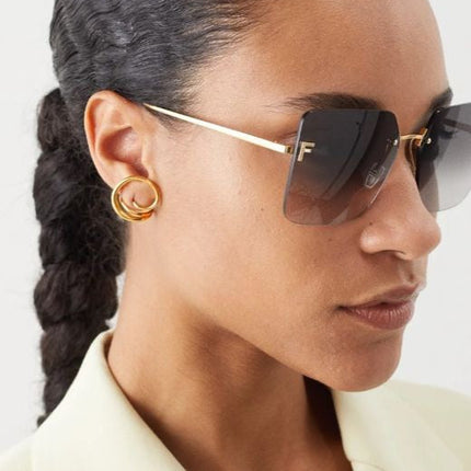 FIRST CRYSTAL SQUARE FRAME SUNGLASSES FE4082US IN METAL
