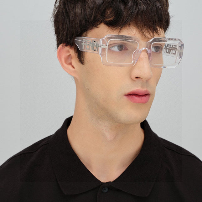 EMBOSSED LOGO DIAGONAL RECTANGULAR SUNGLASSES 563312 IN ACETATE