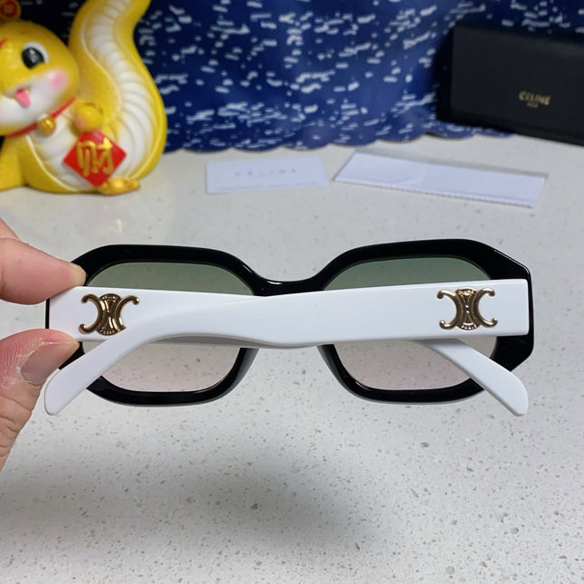 TRIOMPHE SQUARE SUNGLASS 566739 IN BLACK AND WHITE ACETATE