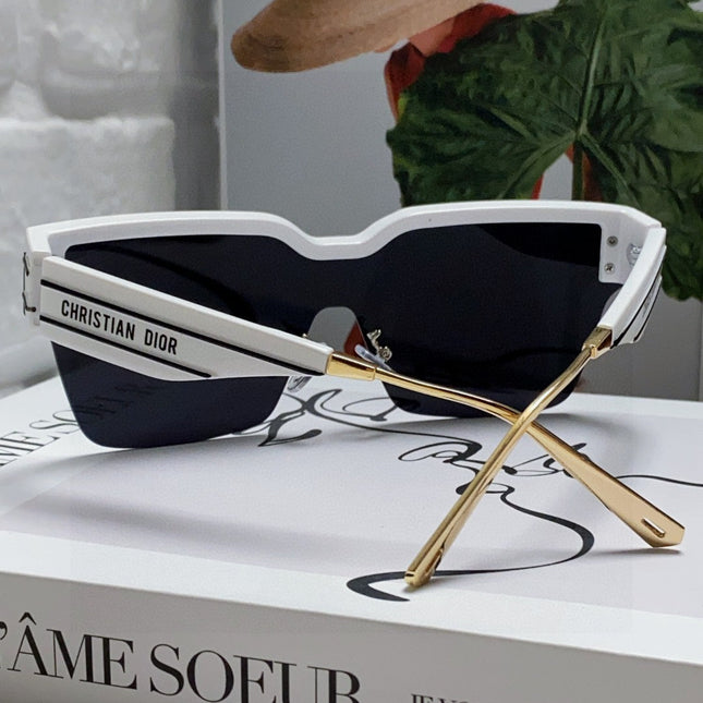 OBLIQUE SUNGLASS 571600 IN WHITE METAL BLACK MIRROR LENSES