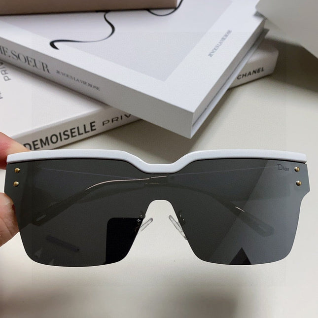 OBLIQUE SUNGLASS 571600 IN WHITE METAL BLACK MIRROR LENSES