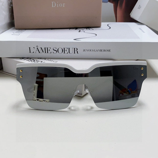 OBLIQUE SUNGLASS 571600 IN WHITE METAL BLACK MIRROR LENSES