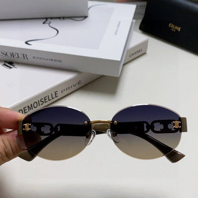 TRIOMPHE SUNGLASSES 573246 IN TAUPE BROWN METAL GRADIENT SMOKE LENSES